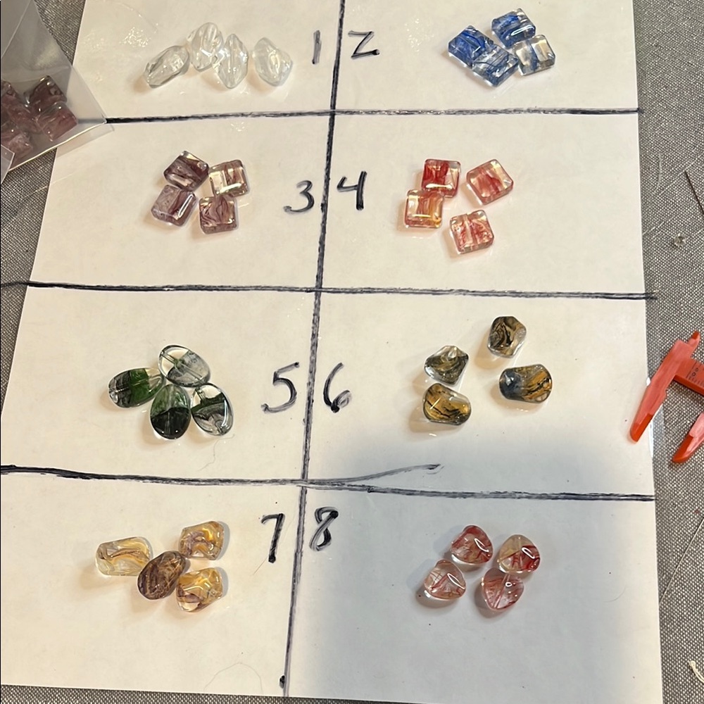 Assorted Freeform Glass Beads -Set of 4